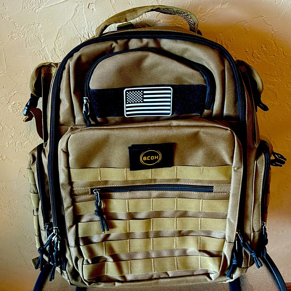 BCOH Military Style Dad Diaper Bag With Changing Station Premium Design.